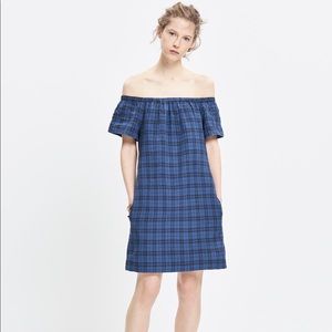 Madewell Plaid Off The Shoulder Dress